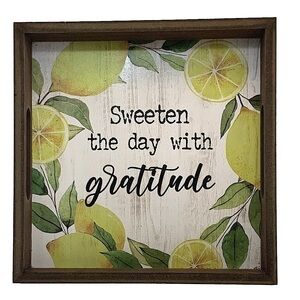 Square Wood Tray Lemons Sweeten the Day With Gratitude Multi Purpose Decorative